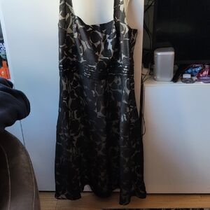 Ann Taylor Black and Gray Floral Midi Dress